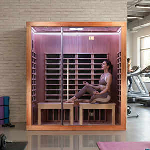 Sauna de Infrarrojos Lejanos de Lujo en Madera de Hemlock y Caoba para Interiores, Cabina de Sauna para 2 Personas, Spa en Casa, Yoga, 2365W con Panel de Control de Luz LED - Product Image 1