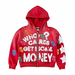 Allover Puff Print Fabricante de ropa de alta calidad 100% Algodón Streetwear Bordado Vintage Acid Wash Hoodie para hombres - Product Image 1