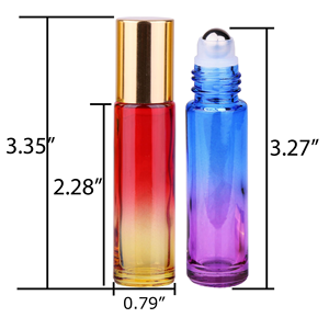 ขวดแก้วทรงกลมขนาด 5 มล. 10 มล. สีไล่ระดับ สำหรับน้ำหอมหรือน้ำมันหอมระเหย พร้อมลูกกลิ้งเหล็ก - Product Image 3