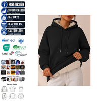 Sweat-shirt à capuche en polaire doublé Sherpa avec cordon de serrage, épais, ample, chaud, pour l'hiver, thermique, confortable, pour la détente