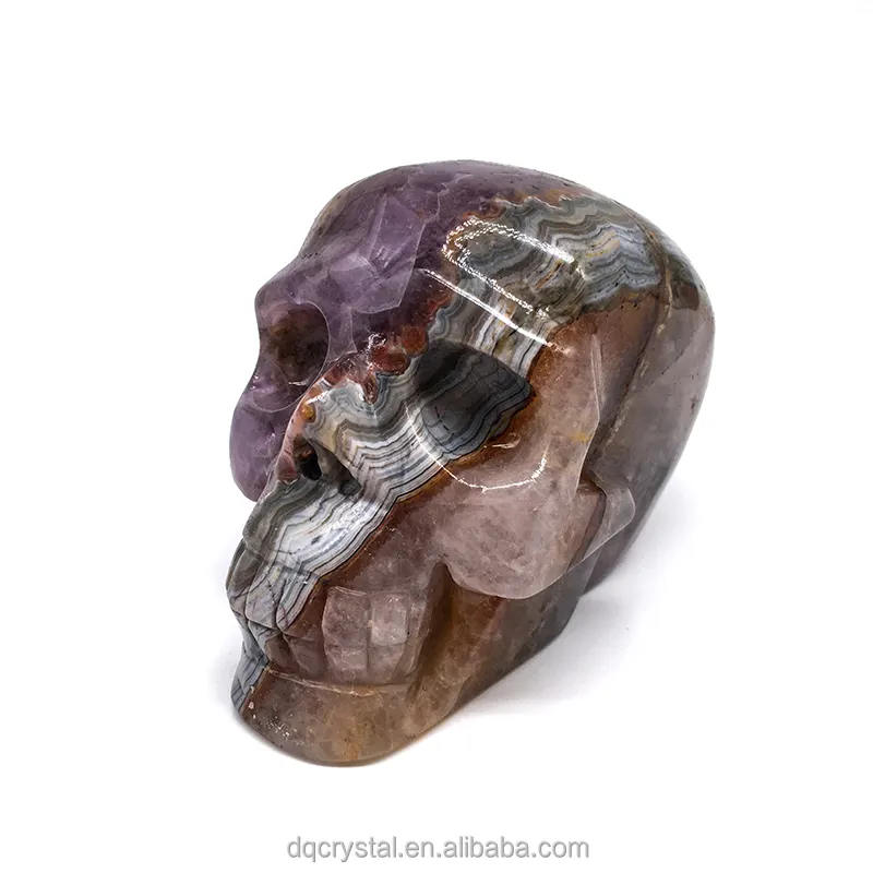 Оптовая продажа, натуральные Хрустальные черепа из Мексико-аметиста, ручная резьба, хрусталь, творчество, лечебный камень, мечтательный аметист, черепа для украшения