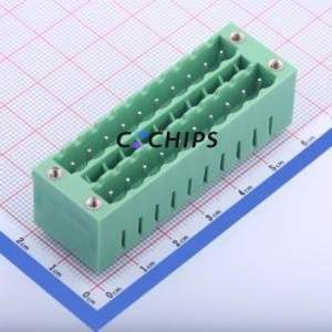 KF2EDGKVHM-5.0-2*10P Plug-in Terminal Block Through hole,P=5mm Connector Board-to-Board / Socket - Closed Screw Fixing 5mm Green - Product Image 1