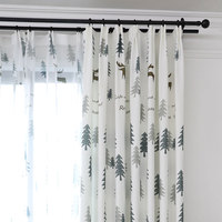 Rideau en polyester imprimé cerf et forêt, style nordique moderne, occultation élevée 70%-90% pour chambre et salon