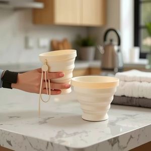 Hot Sale Portable Collapsible Silicone <b>Cup</b> Heat Resistant Foldable Travel Mug <b>with</b> Leakproof <b>Lid</b> for Camping Office Outdoor - Product Image 3