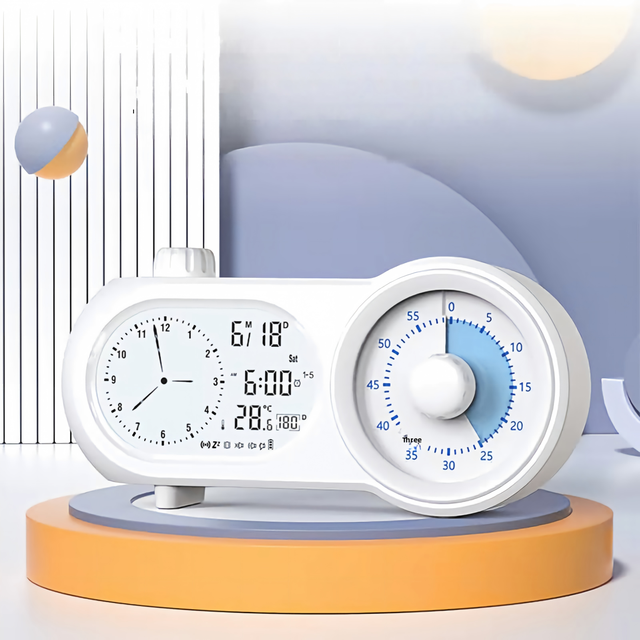 AIKS Visual Timer Kids Students Silent Non-Ticking LCD Battery-Operated Alarm Clock Time Management Study Desk Clock Home OEM