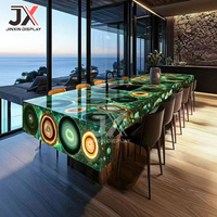 Comptoir de réception en résine transparente, design moderne et luxueux, avec éclairage LED, pour table de bar, restaurant, hôtel, bureau, boutique