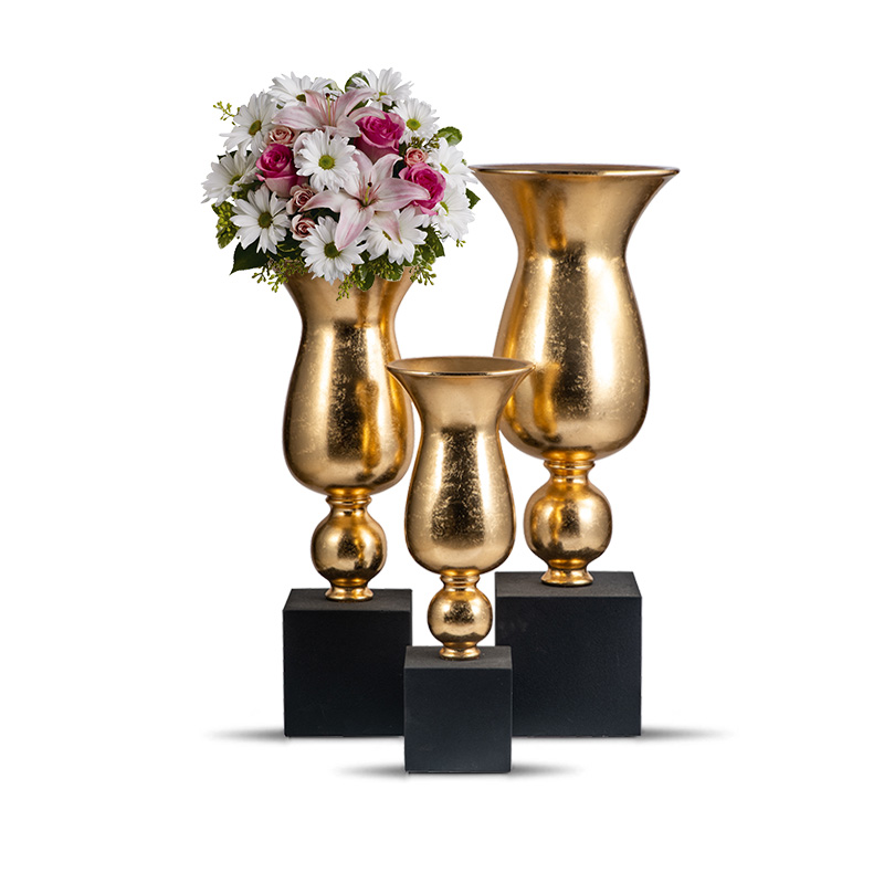 centerpieces gold tall vases
