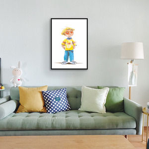 Decorazione della stanza dei bambini pittura a olio del fumetto dipinta a mano del piccolo principe di arte della parete della tela astratta - Product Image 3