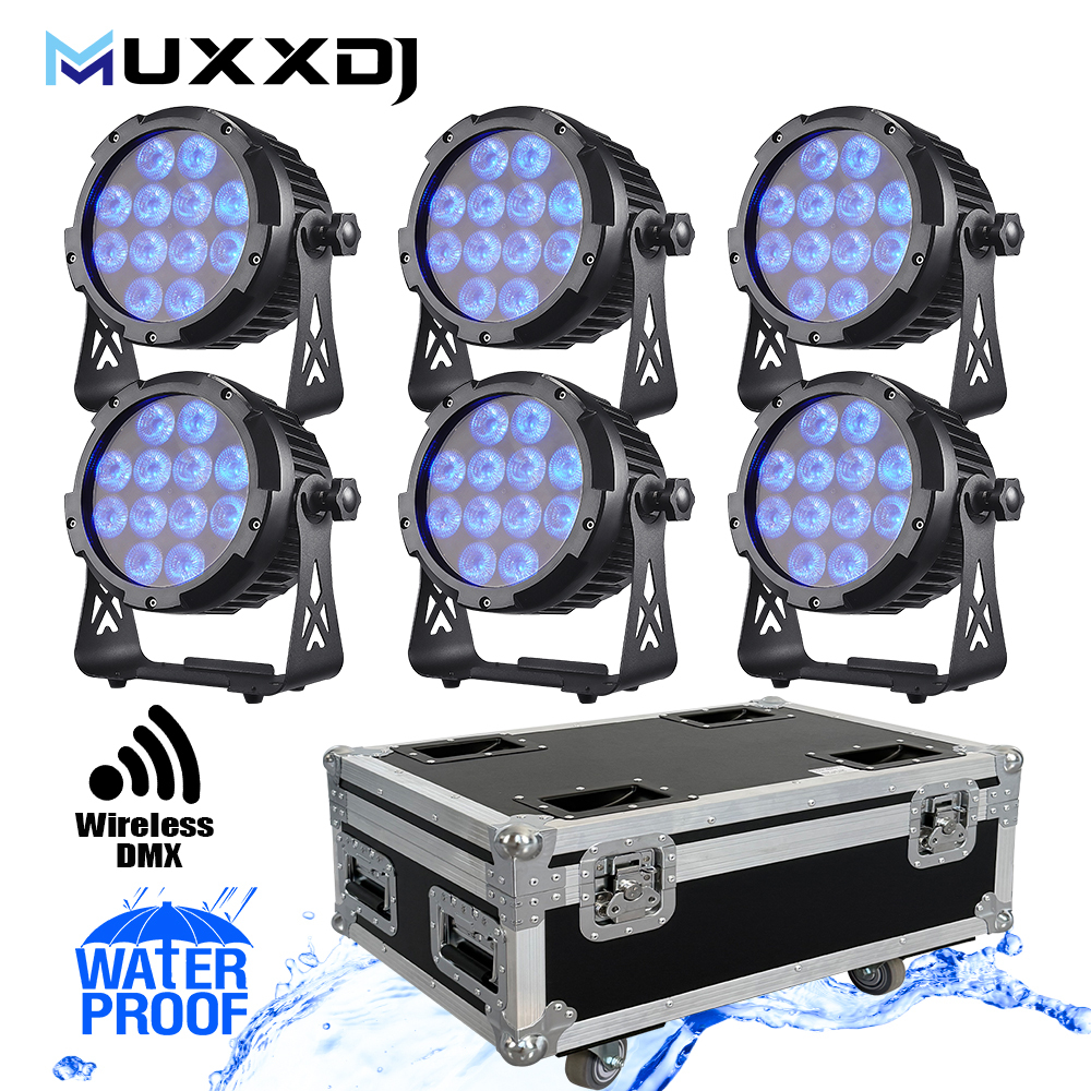 Outdoor 12*18W LED RGBWA UV Par Can Light IP65 Battery Wireless DMX Remote Control Stage Lights Architectural Effect Lighting