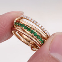 Bagues empilables en diamant cultivées en laboratoire de conception unique Bague en or 18 carats portée à 4 doigts pour personnalité fille soutien multi-taille personnalisée
