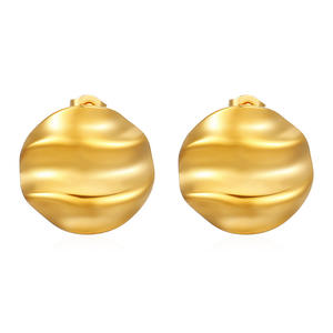 Boucles d'oreilles de luxe en acier inoxydable 18K pour femmes, Europe, États-Unis, <span class=keywords><strong>Design</strong></span> géométrique à rayures carrées, boucles d'oreilles haute sensation - Product Image 1