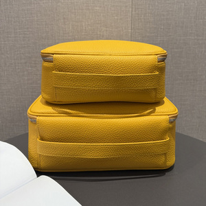 Sac de toilette en cuir véritable personnalisé avec logo, accessoires de voyage portables, pochette cosmétique, rangement, trousse de maquillage - Product Image 2