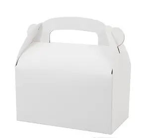 White Party Favor Treat Boxes, Goodie Boxes, Gable Paper Gift Boxes with Handles. Perfect for Wedding, Birthday, Graduation