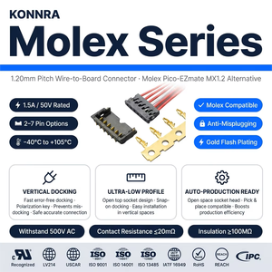 Connecteur Molex Pico-ezmate Mx1.2 Alternatives 78171-0002 <span class=keywords><strong>Prise</strong></span> alternative compatible avec le boîtier Konnra Cross 78172 Socket - Product Image 1