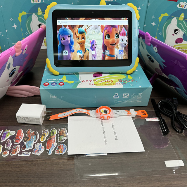 New Wholesale Custom 7-Inch Kids Tablet 8GB+128GB 1280x800 Quad Core Android 9 Educational Waterproof Explosion-Proof USB Type-C