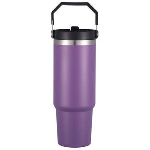 Stainless Steel Travel Beverage <b>Cup</b> with Side Handle, 30oz <b>Double</b> <b>Wall</b> Vacuum Tumbler for Coffee Water and Tea - Product Image 6