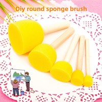 Pinceau éponge DIY en forme de champignon pour enfants, manche en bois, outil de peinture pour la maternelle, modèle d'art circulaire 777