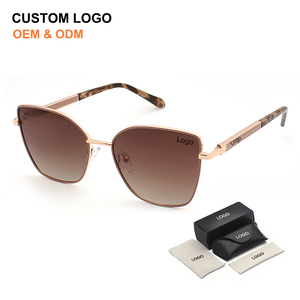 Wholesale Manufacturer Retro Metal Sun Glasses Polarized Shades with High Quality Custom Logo Cat Eye Sunglasses for Women Men - Product Image 1