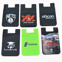 Pemegang kartu ponsel silikon penutup dompet kantong kartu bisnis logo kustom perekat kualitas terbaik