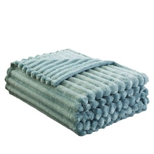 Plaid en <span class=keywords><strong>fausse</strong></span> <span class=keywords><strong>fourrure</strong></span> de lapin rayé, épais et doux, idéal pour canapé, doux pour la peau - Product Image 5