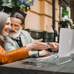 Nhà máy tùy chỉnh <span class=keywords><strong>Acrylic</strong></span> máy tính xách tay đứng cho bàn, rõ ràng thông gió máy tính đứng chủ cho bàn - Product Image 3