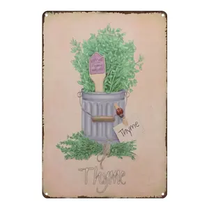 Piring logam Retro dekorasi segar pertanian bunga herbal biji taman dapur antik tanda logam timah untuk hadiah ibu - Product Image 5