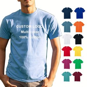 210GSM Luxury Unisex T Shirts Custom Logo Printed Embroidery Trendy Slim Fit Plain Blank Cotton High Quality Mens T Shirts - Product Image 6