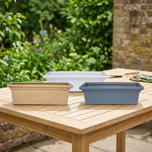 Modern <b>Rectangular</b> Plastic <b>Planters</b> in Beige Gray White for Garden Flower Green Plant Use Durable Minimalist Design - Product Image 3
