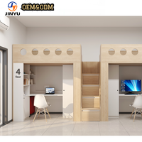 Mobilier pour dortoir scolaire Loft Hostel Lits superposés avec bureau en bois avec table d'étude Armoire et escalier de rangement