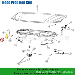 Chrysler Jeep <b>Engine</b> <b>Hood</b> Support Rod Clip 68250997AC Plastic Nylon For Replace Repair - Product Image 4