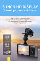 Cámara para Auto con Pantalla IPS de 3.0 Pulgadas, Grabación Full HD 1080P, Lente de Cámara Frontal y Trasera, DVR de 3 Canales