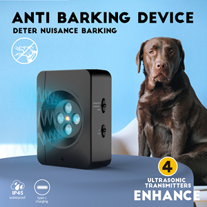 Dispositivo ultrasónico antiladridos para perros con 4 altavoces recargable e impermeable rango de 33 pies Dispositivo de disuasión de ladridos para perros repelente de perros - Product Image 3