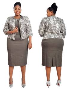 Quality Formal Print Turkey Dress Plus Size Women One <b>Set</b> Brocade Suit for Mother of Bride - Product Image 3