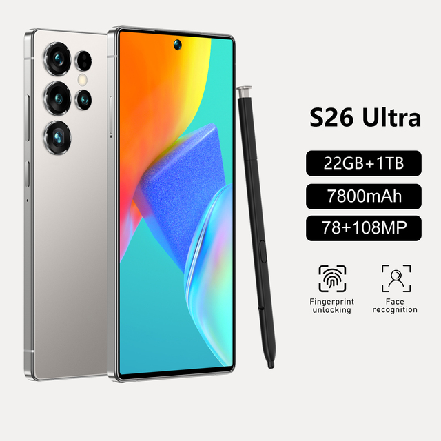 Global Version 5G Smartphone S26 Ultra 7.3 Inch Android 14 Cellphone MTK Processor 22GB RAM 1TB 108MP Camera Mobile Phones