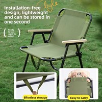 Chaise pliante portable d'extérieur avec accoudoirs pour le camping, la pêche, la plage, le pique-nique