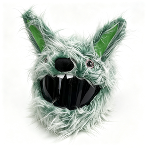 Housse de casque de moto amusante en peluche verte en forme de lapin, housse de casque intégral en peluche, décoration pour casque de moto - Product Image 4