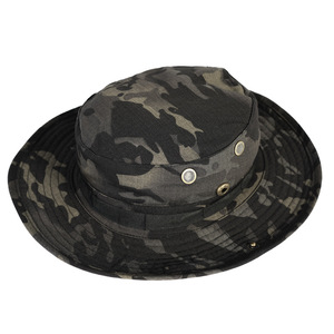Cappello Boonie mimetico a tesa larga con protezione solare e cinturino sottogola, ideale per pesca, escursioni, campeggio, in tela, quattro stagioni, unisex - Product Image 2