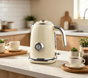 Bouilloire Électrique Sans Fil Vintage pour Cuisine Domestique 1,7 L avec Thermomètre Mécanique, Indicateur de Niveau d'Eau Transparent et Protection Anti-Ébullition à Sec en Acier Inoxydable - Product Image 2