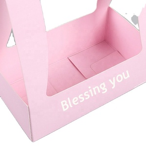 Caja de flores de papel Kraft portátil con logotipo personalizado, caja de cartón decorativa de lujo <span class=keywords><strong>para</strong></span> boda, <span class=keywords><strong>Navidad</strong></span>, regalo, cesta de flores - Product Image 3