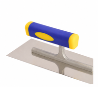 Truelle de finition en acier inoxydable, directement de l'usine, avec poignée en plastique souple pour le plâtrage et le lissage des murs