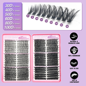 Extensions de cils <span class=keywords><strong>Manga</strong></span> 36 rangées 648 bouquets, mixtes 30D 100D, effet féerique aérien, cils segmentés en plateau, livre de cils - Product Image 6
