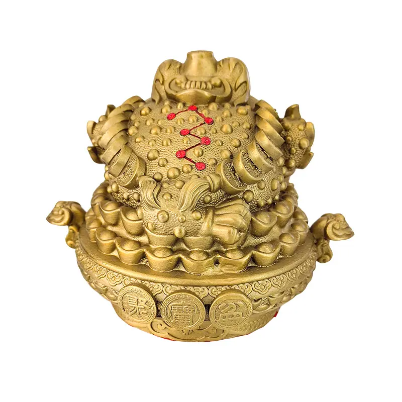 Fabbrica cinese tradizionale rospo dorato ottone rana ornamenti in metallo rospo statua