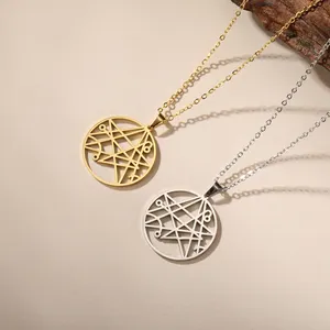 Necronomicon Necklace Book of Dead Pendant Sigil of The Gateway Stainless Steel Talisman Jewelry