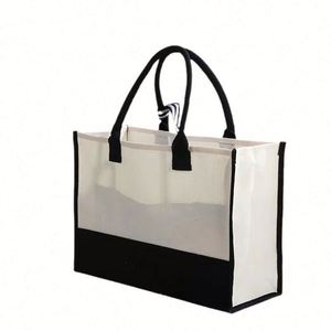 Custom <b>Printed</b> Logo White Canvas Tote Bag with Pocket and Zipper Convenient Shopping Solution - Product Image 4