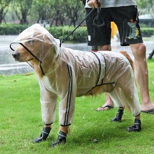 Transparent <b>Dog</b> Raincoat For Large Breeds <b>Waterproof</b> With Hood And Leg Covers Pet Clothes - Product Image 1