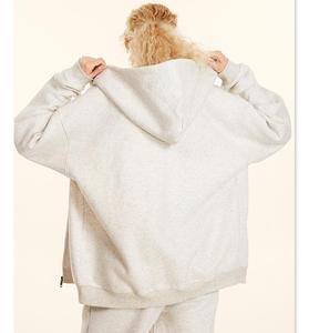 <span class=keywords><strong>Felpa</strong></span> con <span class=keywords><strong>cappuccio</strong></span> con cerniera in cotone 100% di spugna francese grigio Vintage pesante in cotone sbiadito 345 Gsm - Product Image 3