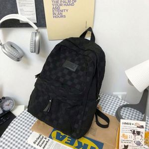 Trendy Casual Plaid <b>Backpack</b> for High School Teenage Girls Fashionable School Bag Nylon Lining Zipper Closure Anti-Theft Feature - Product Image 4