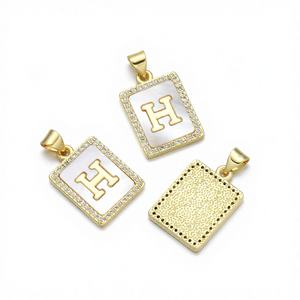 Pendentifs Coquillages Lettres Anglaises (26 Lettres) Jinyuan, Meilleures Ventes <span class=keywords><strong>Europe</strong></span> et Amérique, en Cuivre Plaqué Or, Chaîne Bambou Tendance Minimaliste, Pendentif DIY - Product Image 2