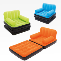 Canapé-lit gonflable moderne pliable 5-en-1 convertible avec dossier et repose-pieds, mobilier d'intérieur et d'extérieur