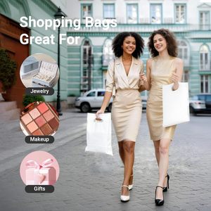 Plastic Shopping <b>Bags</b> 12x15 Inch Die Cut Handles <b>White</b> Retail Boutique <b>Bags</b> Pack Of 20 - Product Image 4